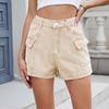 2026 New Women's Fashion Sexy Denim Workwear Casual Solid Color Shorts Elastic Waist Hot Pants