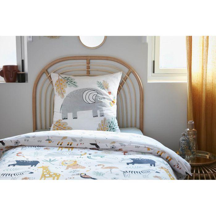 Parure de couette toutes dimensions "Savane" Réversible 100% Coton / 57 Fils/cm² - - Parure de couette 200 x 200 cm + 2 Taies d'ore