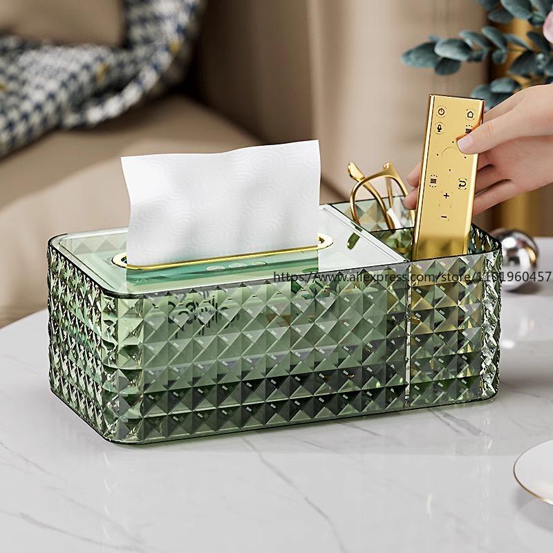 Luxury Tissue Box Home Living Room Coffee Table Creative High-End Tissue Holder Multifunctional Remote Control Storage Paper Box