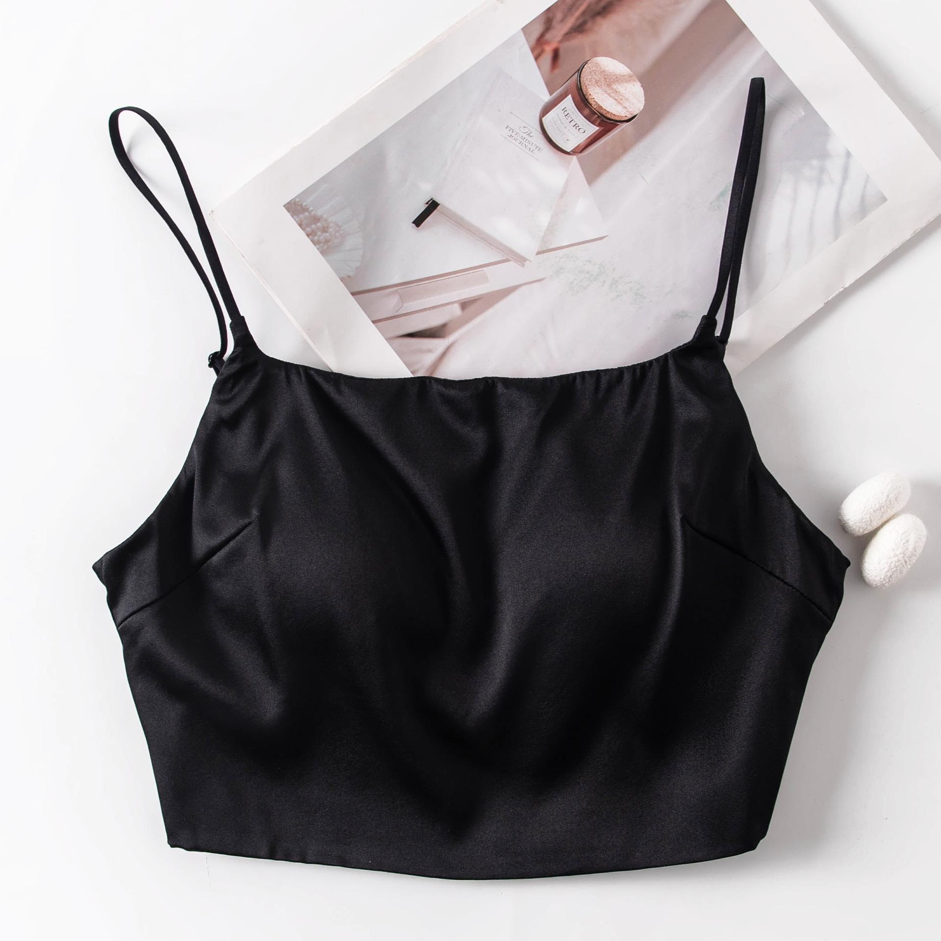 Vest type thin shoulder strap without steel ring smooth surface adjustment type mulberry silk bottoming vest M