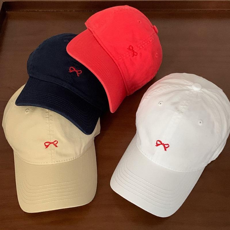 Sweet Little Bow Embroidered Cap Women's New Deepened Big Head Circumference Wide Brim Soft Top Baseball Cap