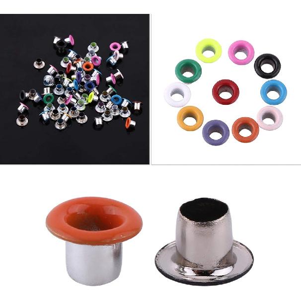 Metal Eyelets, 500Pcs Mixed Colors 3mm Round Scrapbooking Eyelets Grommet Kit, Grommet Eyelet Pliers Kit for Fabric, Tarps, Leather, Belt with