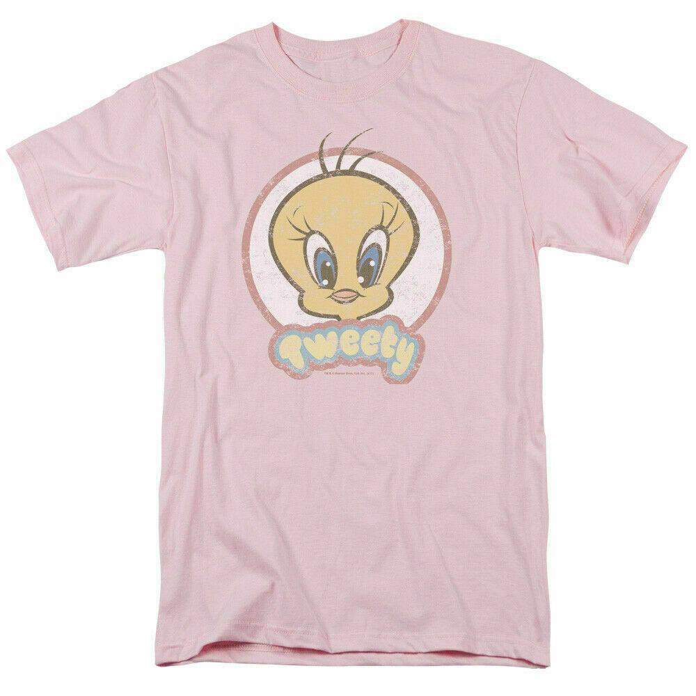 26 Looney Tunes Retro Tweety T Shirt Mens Licensed Cartoon Tweety Bird Light Pink Unisex T-Shirt M