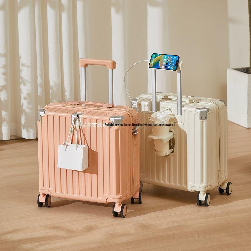 Women's Multifunctional Trolley Suitcase with Combination Lock, Durable Silent Wheels, and Rechargeable Zipper