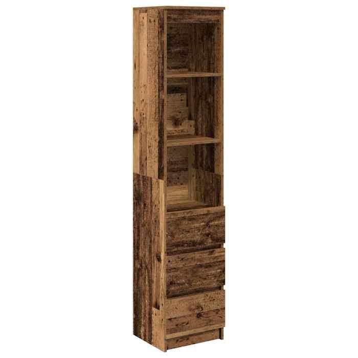 VidaXL Buffet haut 37,5x35x180 cm vieux bois bois d'ingénierie, armoire, armoire latérale, armoire de rangement haute, 861668