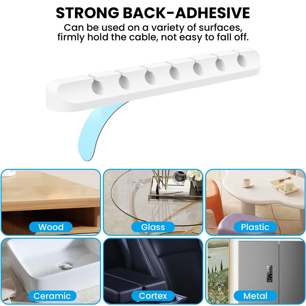 AHASTYLE WG144 3Pcs Silicone Cable Clip Organizer 3/5/7 Hole Set Wire Management System