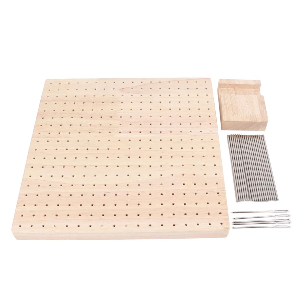 9.3in Rubber Wooden Crochet Blocking Board Crochet Accessories with 20pcs Steel Pins Stand for Knitting Crochet Projects