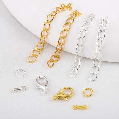 200pcs/Box Lobster Clasp Jump Rings Extension Chain Water Drop End Pendants Connector Chain Charm Kit for DIY Jewelry Findings