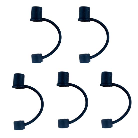 5Pcs Silicone Straw Cover for 8mm Large Diameter Straws Toppers U-Shaped Lanyard Straw Lid Dust-Proof Reusable Straw Protector for Glass Stainless