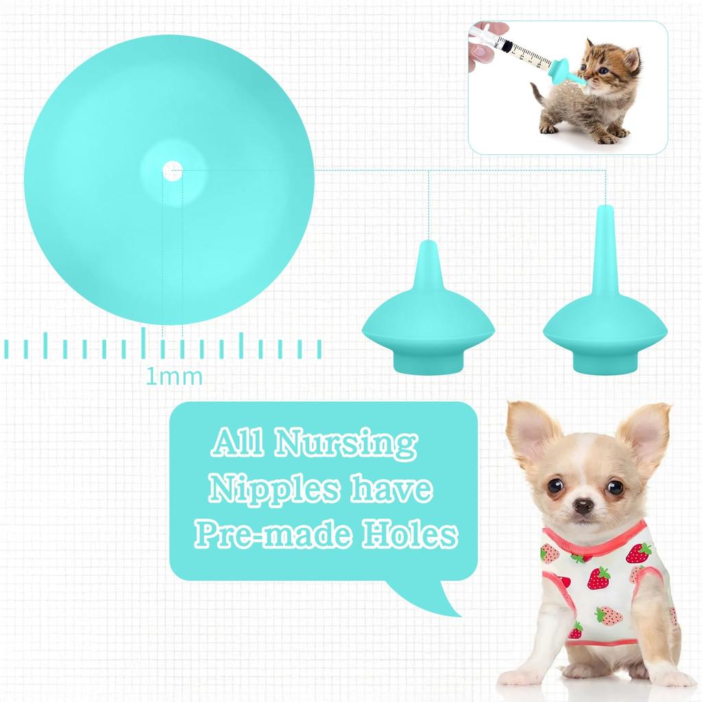 Kitten Puppies Bottles for Nursing Kit,Pet Feeder Bottle with Feeding Nipple and Syringes for All Breed of Puppies Kittens and Other Animals (Green)