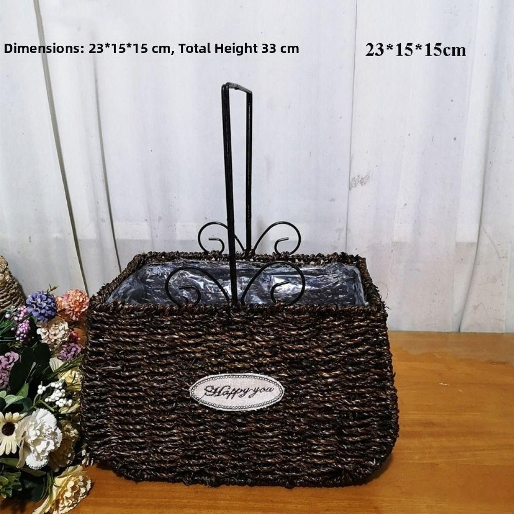 

with Handle Imitation Rattan Handhold Household Handwoven Braid Storage Baskets 10 Styles Weaving Flower Basket