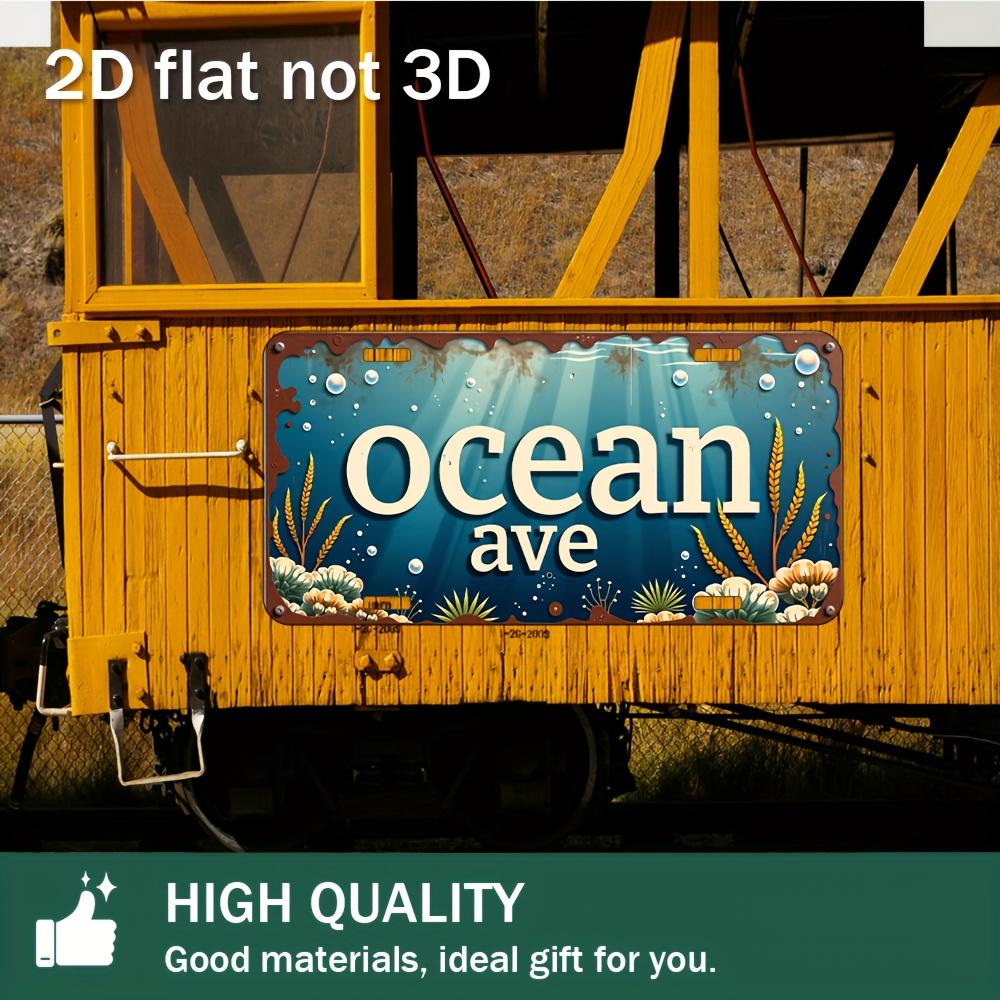 

D Flat Printing Creative Ocean ave with Underwater Marine Life Illustration Aluminum Tin Painting Decorative Street Sign Sty 15x30cm(5.9x7.8inch)