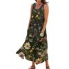 Women's Summer Casual Fashion Floral Print Sleeveless Pocket Dress