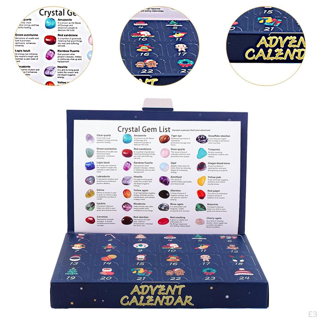 Xmas Advent Calendar with 24 Stones Gift for Kids Adults Children