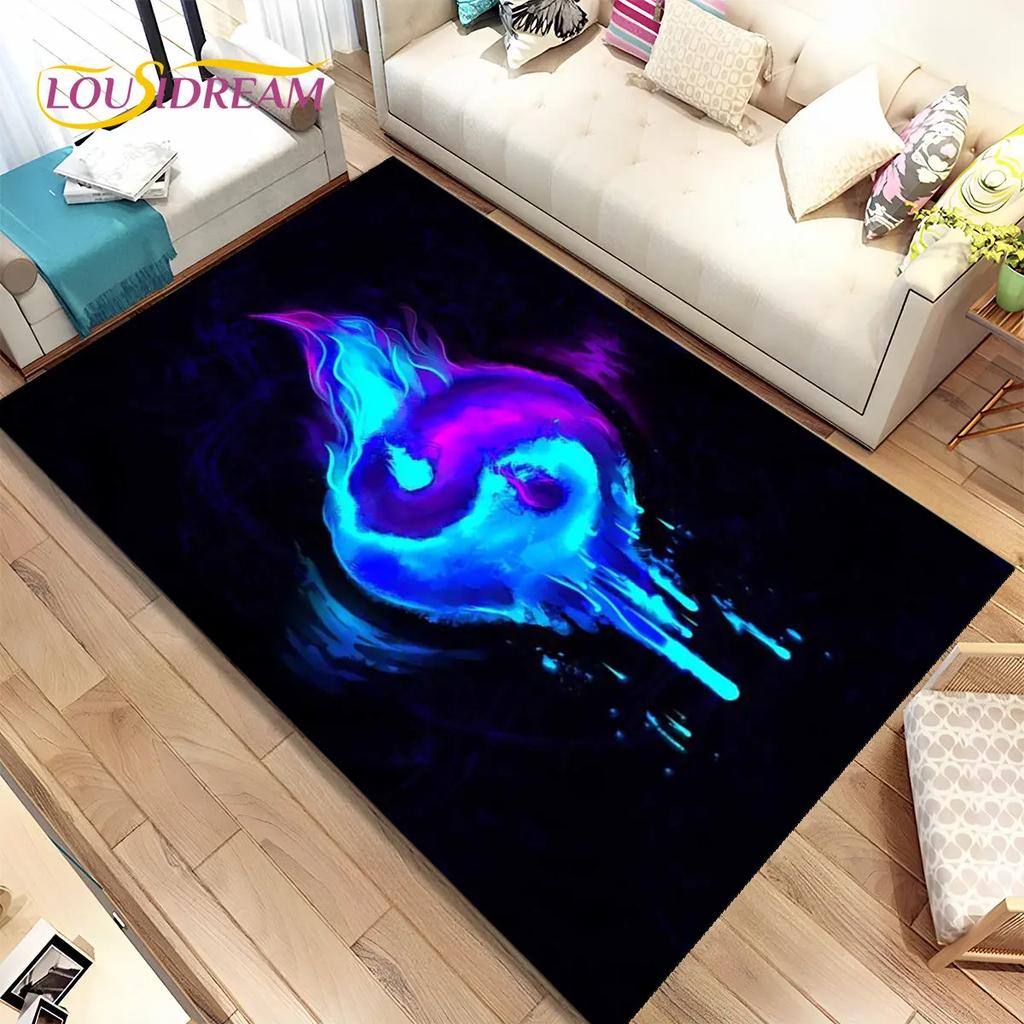 Chinese Tai Chi Bagua Yin Yang  Area Rug,Carpet Rug for Home Living Room Children Bedroom Sofa Doormat Decor,Non-slip Floor Mat