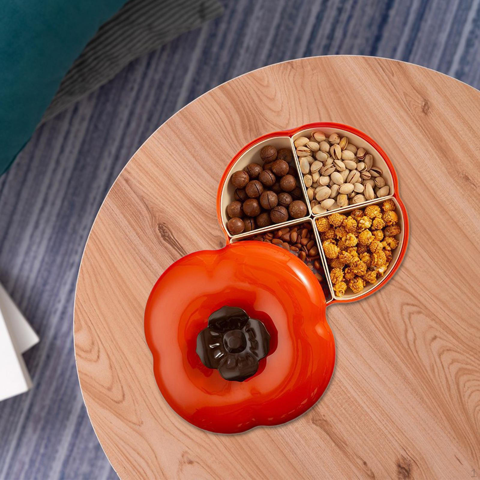 Divided Serving Tray Dried Fruit Plate Portable Nut and Candy Food Storage Container Box for