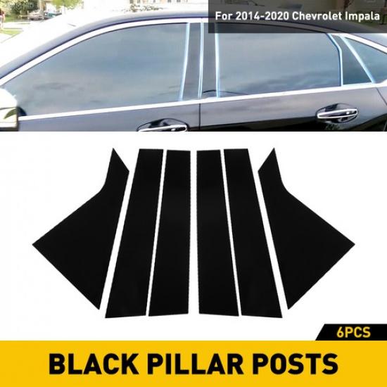 For 2014- Chevrolet Impala Glossy Black Door Pillar Posts Trim 6pcs Cover
