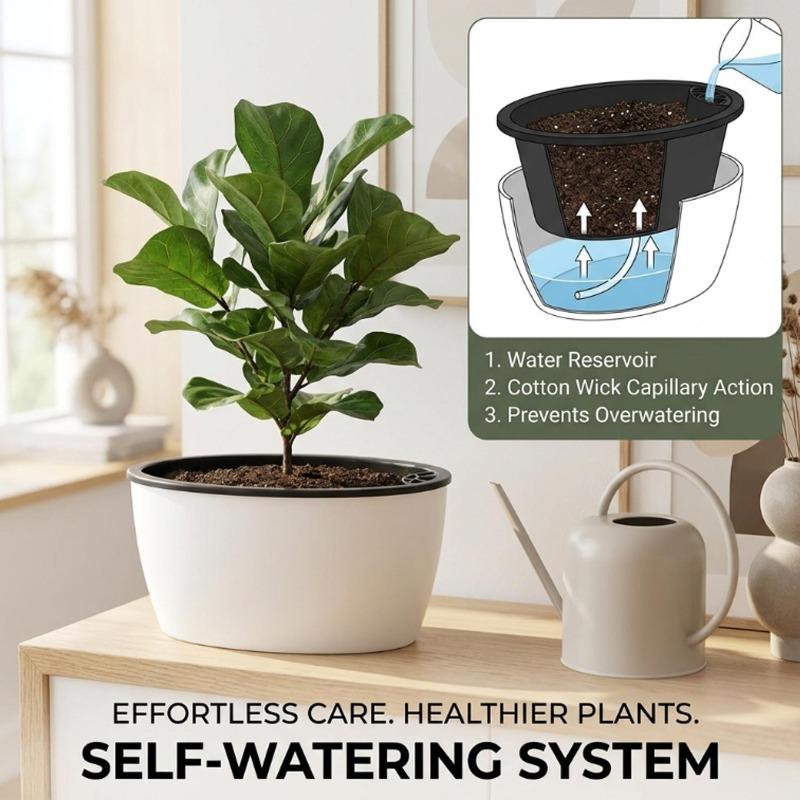 Self Watering Flower Pots Drainage Hole Plant Planters Clear Reservoir Saucer Breathable Root Protection Home Garden Accessories