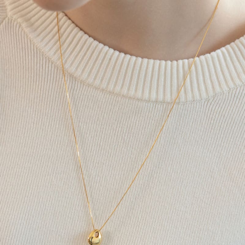 TATIANA (925 Silver) Glim Pebble Long Necklace NZ2430