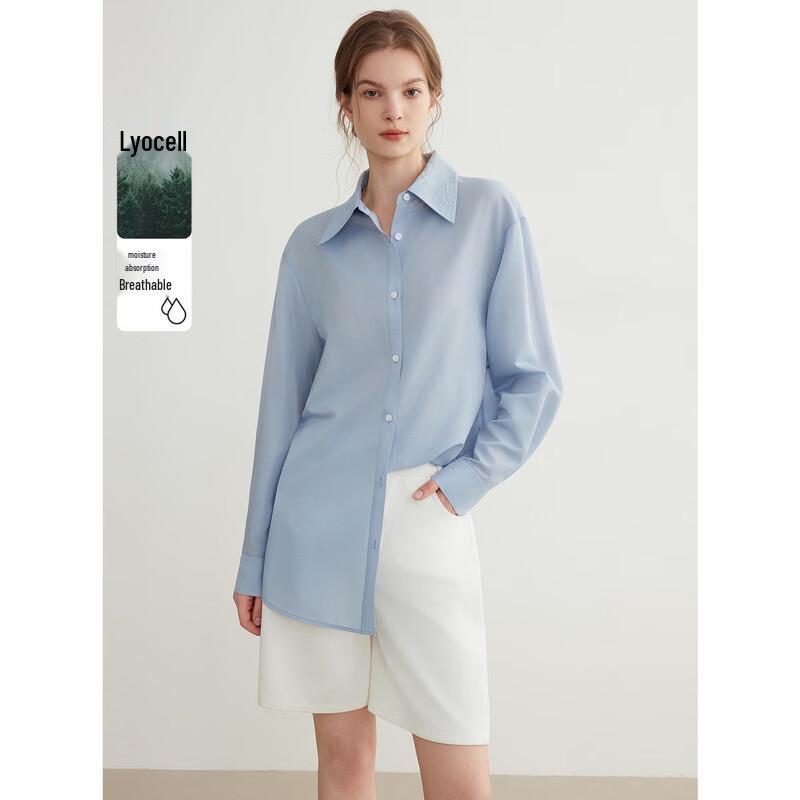 ELLE Women s Knotted Lapel Lyocell Tencel Blouse L