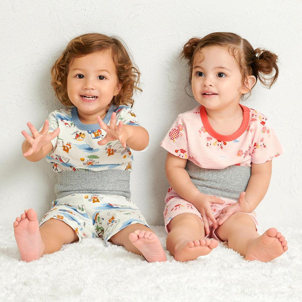 MIKIHOUSE HOT BISCUITS Short Sleeve Pajamas for Boys and Girls, Baby, Kids, Multicolor, 110cm, 70-7336-147