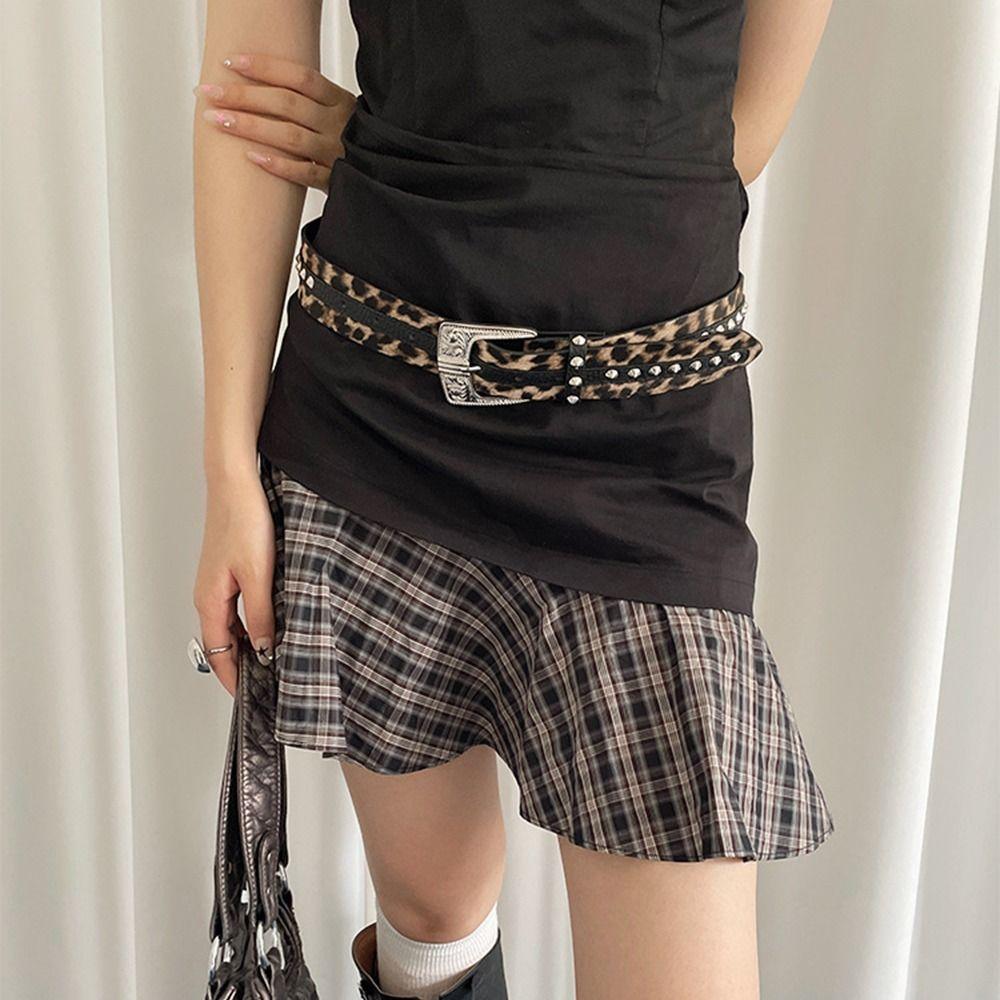 PU Leather Waist Strap Leopard Print Waist Belts Casual Waistband  Women