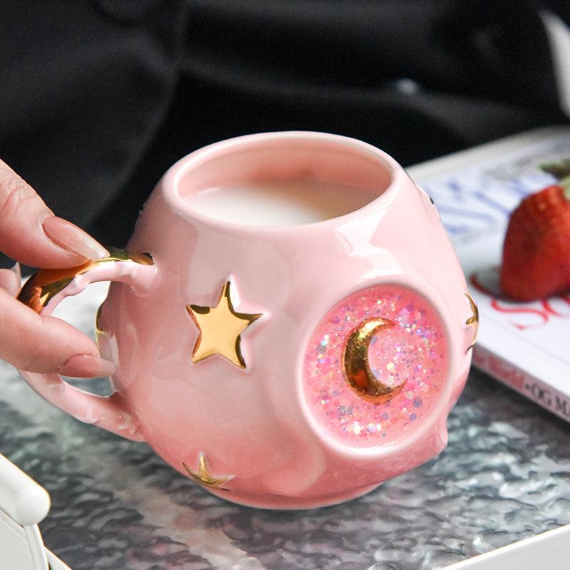 Ceramic Starry Sky Cup Sparkling Cup High Precision Colorful Star Creative Birthday Gift Mug Souvenir Water Cup