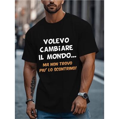 Funny Italian Phrase Men'S T-Shirt - Short-Sleeved Shirt In Italian Language, Casual T-Shirt Suitable for Clothing And Italian-Themed Events
