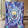 Manchester City Theme Blanket Soft Flannel Blanket Plush Throw Blanket Cozy Sofa Bed Blanket for Home Decor