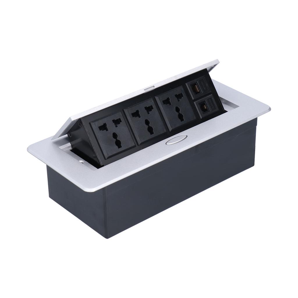 Floor Electrical Socket Embedded 3 Hole Outlet with Computer Telephone Interface 250V 13A