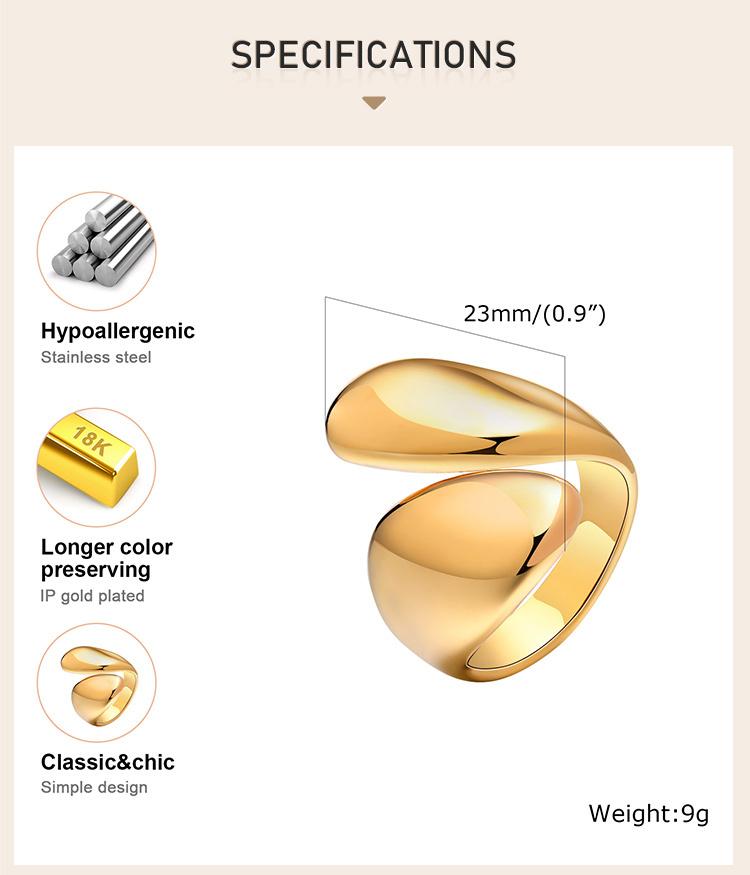 Chunky Open Twist Stackable Rings for Women, Bold Crossover Statement Ring Stainless Steel Jewelry