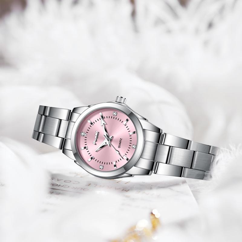 Waterdicht Mode Roestvrij Staal Dames Luminous Kwarts Horloge met Eenvoudige Band
