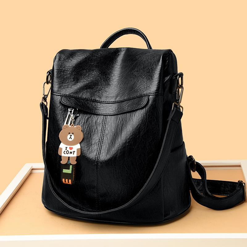 Rucsac mic de damă, de mare capacitate, cu mai multe straturi, din piele moale