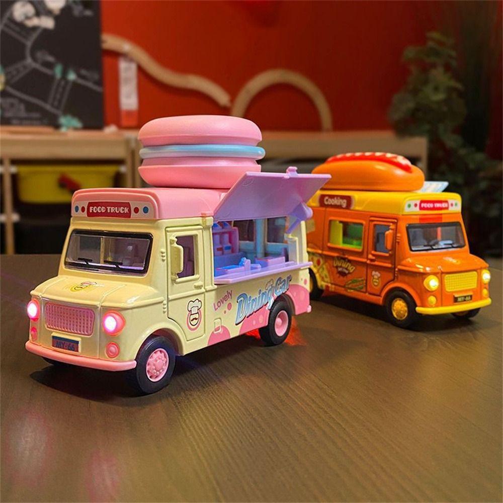 Burger Bus Ice Cream Car Model Bright Colors Pull Back Car Food Truck Toy  Parent-child Interaction
