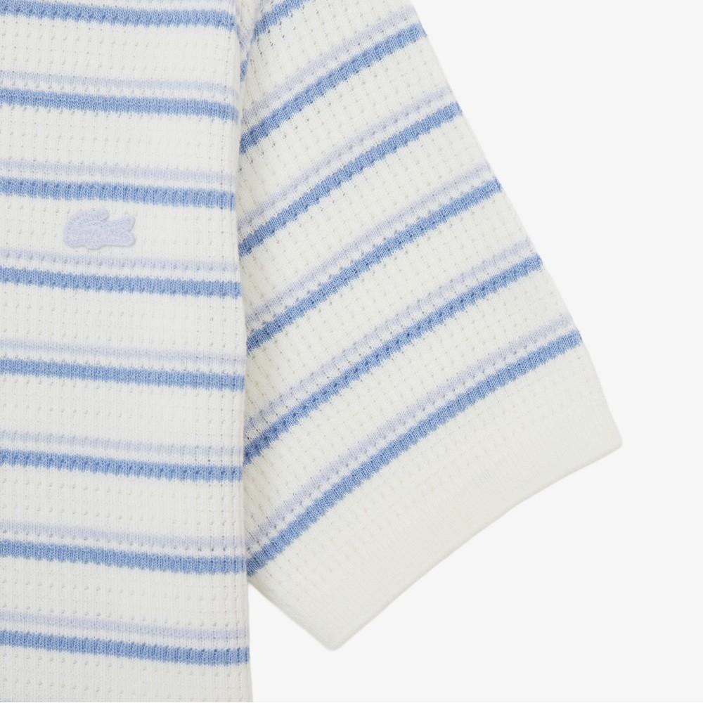 Lacoste Women's Striped Sweater Polo Shirt PF710E-56GAEY