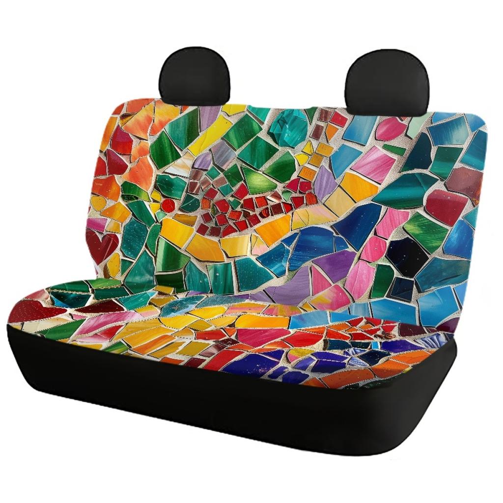 Waterproof Car Seat Covers Full Set Abstract Digital Print Airbag Compatible Front Rear Seat Cushions Non-Slip Protectors for Daily Use