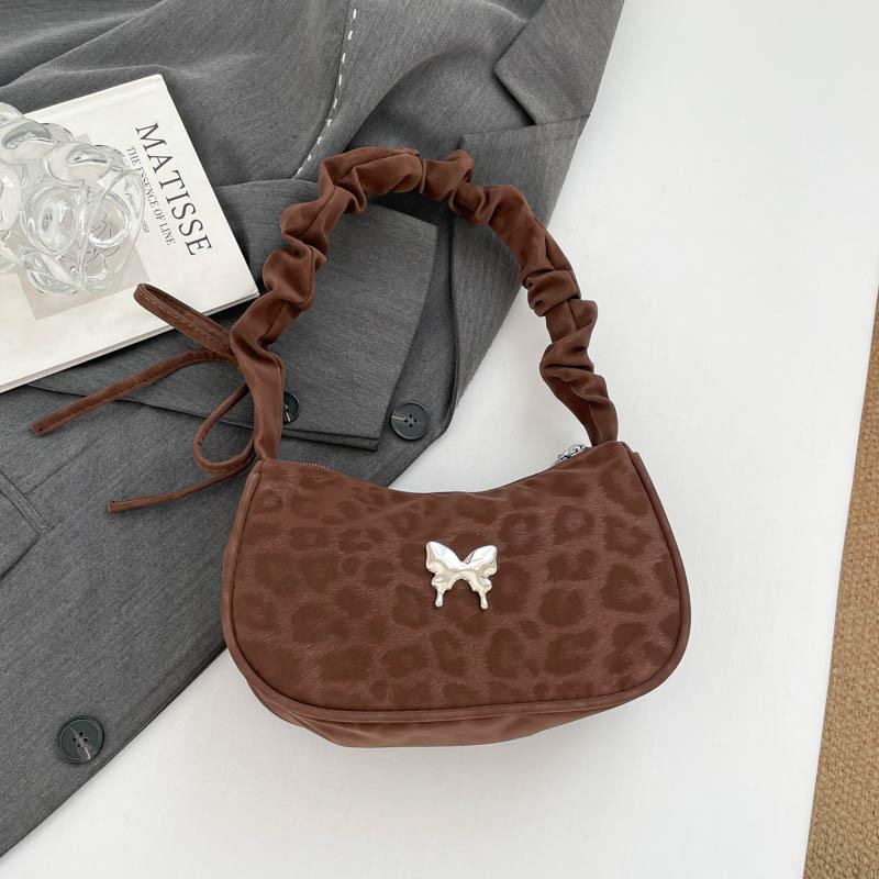 Популярная модная сумка-багет с бантом, новая женская трендовая сумка через плечо коричневый