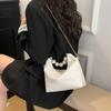 PU Leather Cloud Shoulder Bag Korean Style Women Crossbody Bag Casual Pearl Handle Handbag  Wallet