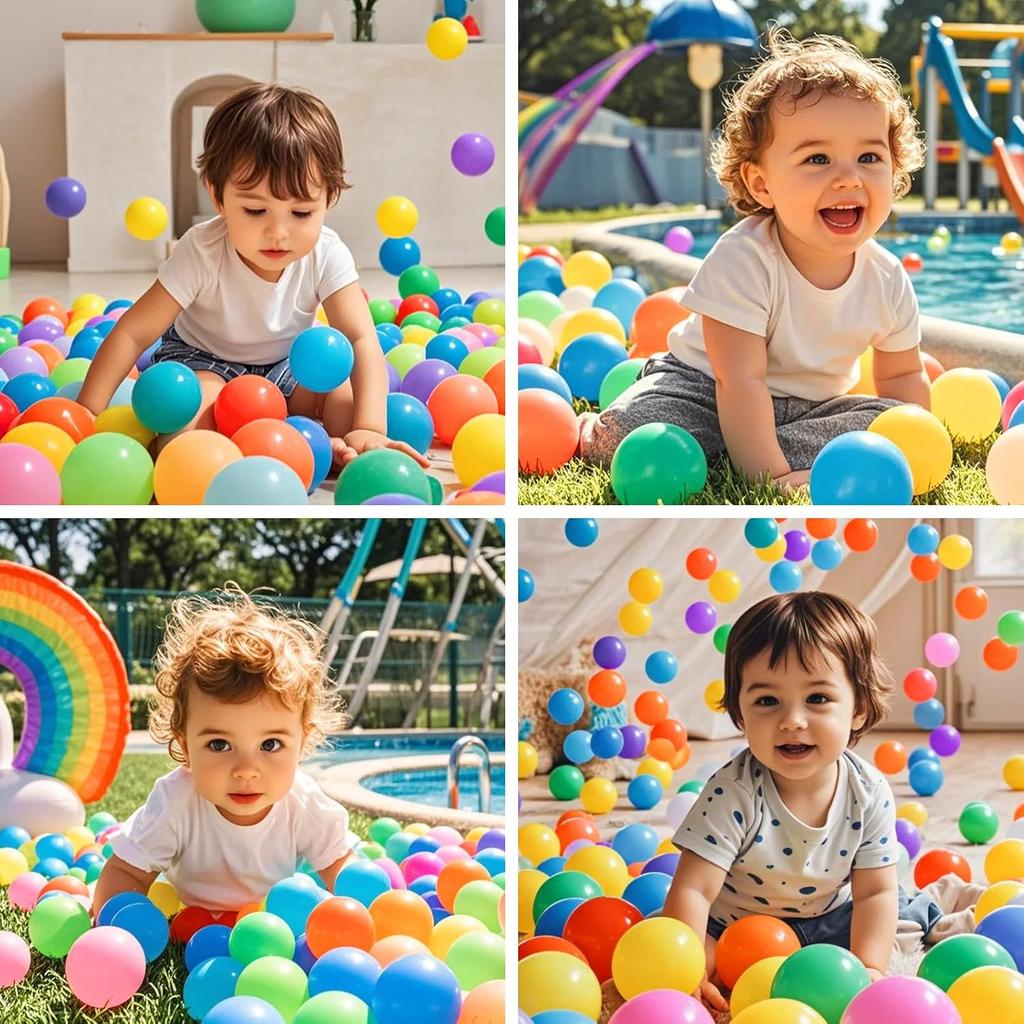 PlayMaty Ball Pit Balls - Colorful Ocean Pool Toys for Kids, Phthalate & BPA Free, 100pcs for Toddler Playhouse, Tent, or Playpen