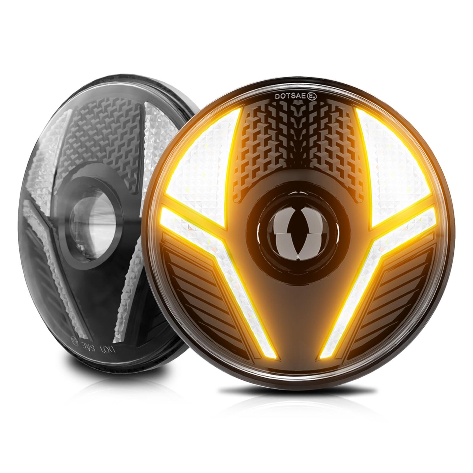 

7 Inch LED Headlight for Motorcycle Off Road Vehicle Beetle Style High Low Beam DRL Turn Signal Lamp Type A