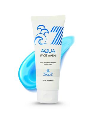 ZEQUZ Unisex Aqua Vitamin C & Aloe Vera Face Wash 100ml | Brightening & Tan Removal Facewash, Daily Use Cleanser for Acne & Dark Spots | Suitable F