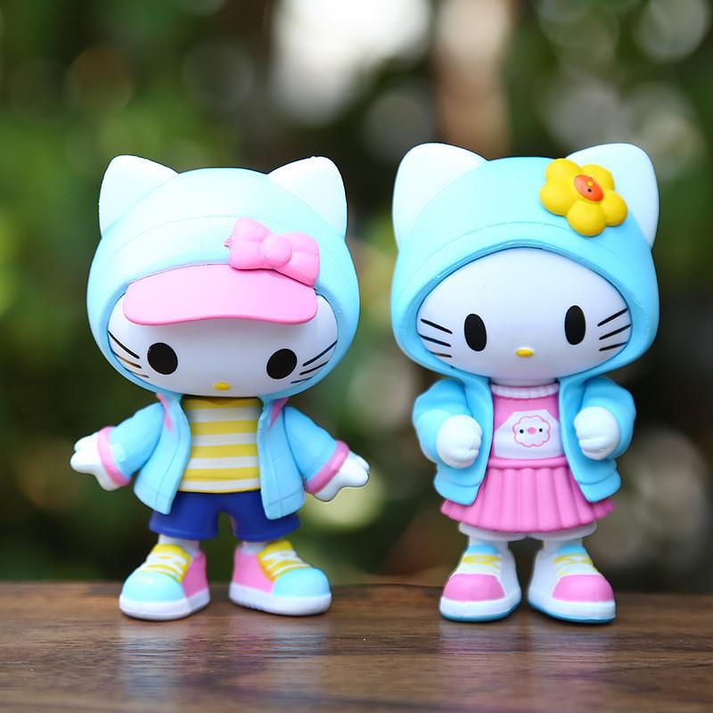 Adorable Kt Cat Figurine Cute Fashionable Pvc Cat Doll For Home Desk Decoration