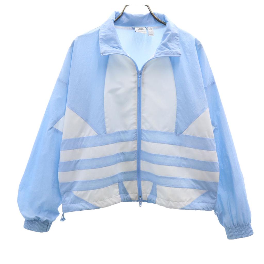 Adidas Originals Trefoil Logo Windbreaker L Sky Blue Mesh Lining Women Used