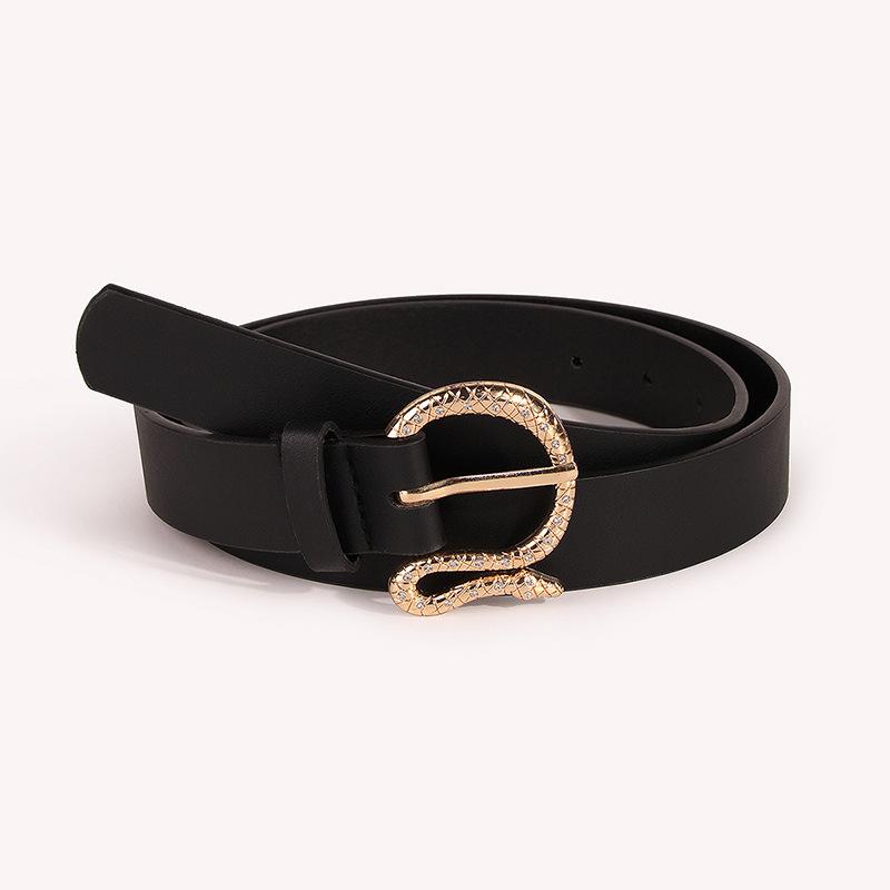 

European and American New Snake Buckle Diamond Buckle Head Personalized Women s Belt Versatile Waist Belt 100cm