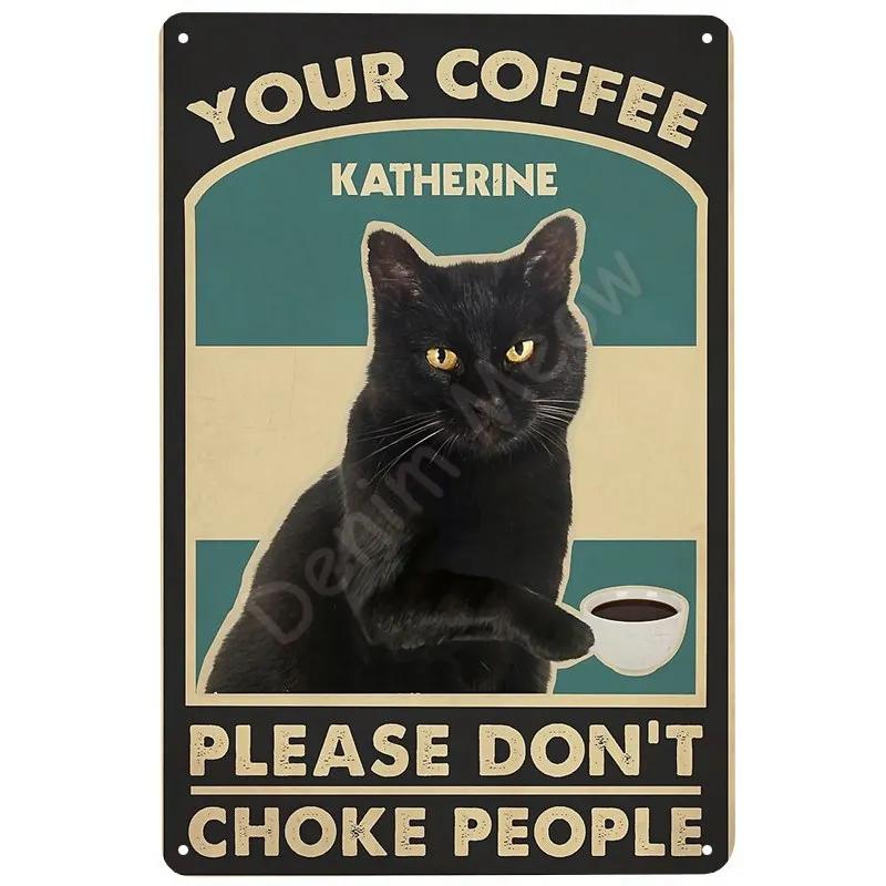 Black Cat Vintage Tin Signs, Funny Metal Art Poster, Wall Decor, Home, Bar, Pub, Cafe, Farm, Bathroom, I Hate Everyone