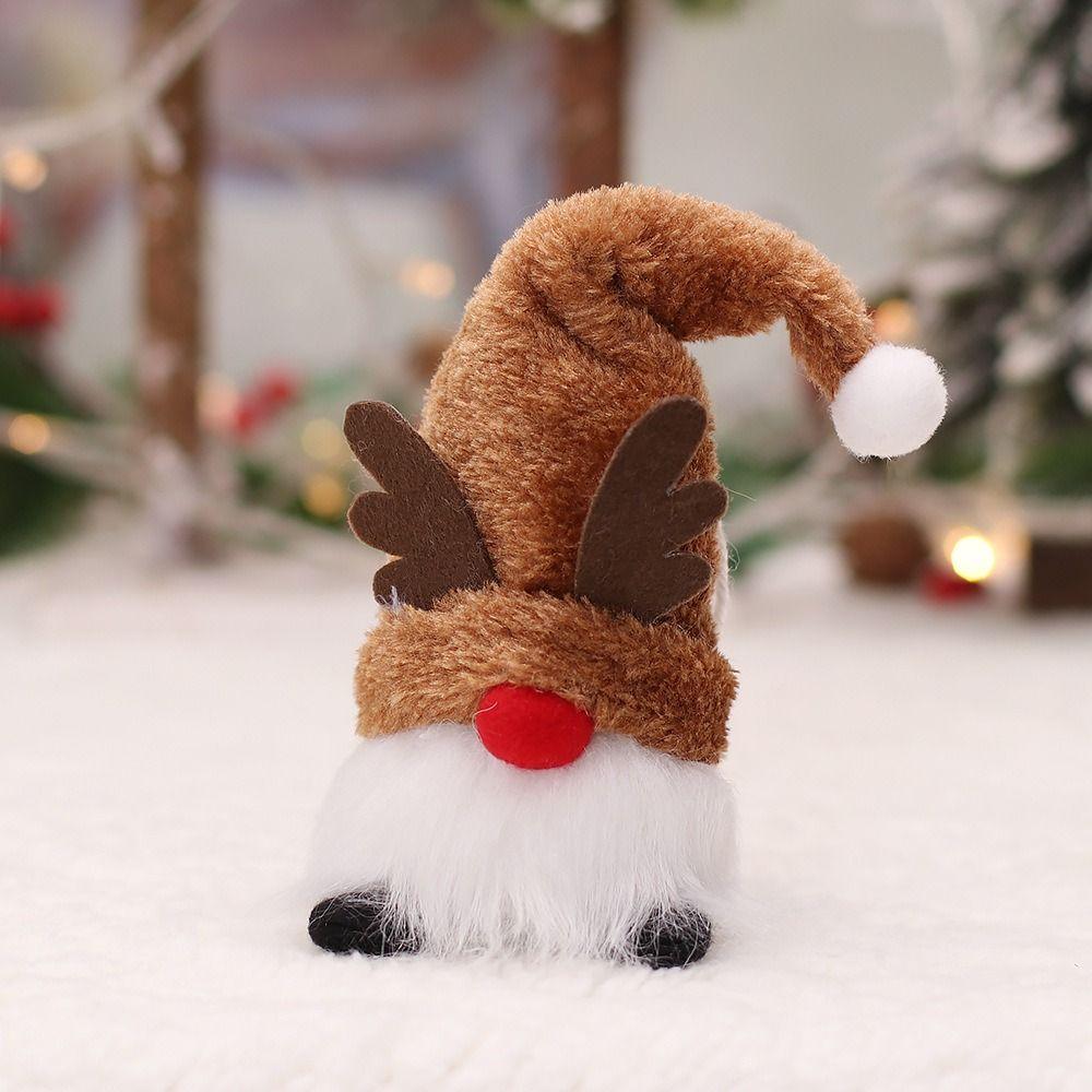 Rudolph Gnome Glowing  Doll Antlers Dwarf Faceless Gnome Doll Santa Elf Doll  Party Dolls Pendant