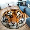 3D Tiger Head Pattern Large Round Carpet Anti Slip Polyester Fiber Office and Home Entrance Home Decoration Floor Mat Gift Rugs
