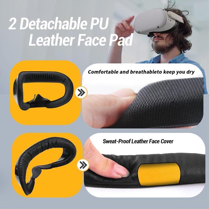 6IN1 VR Cover Fitness Facial Interface Bracket PU Leather Foam Cushion Anti-fogging Sweatproof Face Cover For Oculus Quest 2