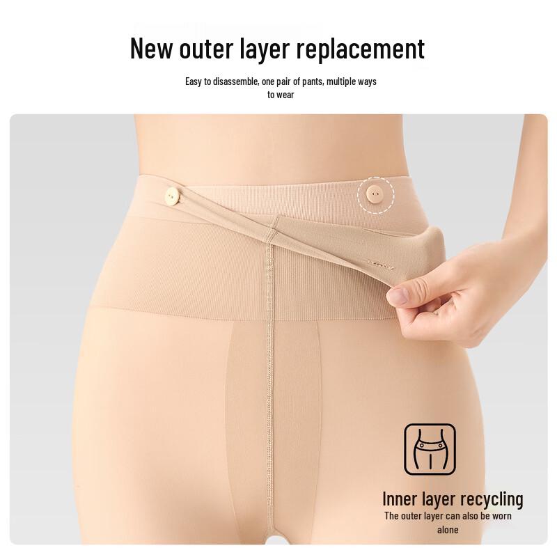 BONAS Women's Autumn/Winter Detachable Warm Bare-Leg Tights