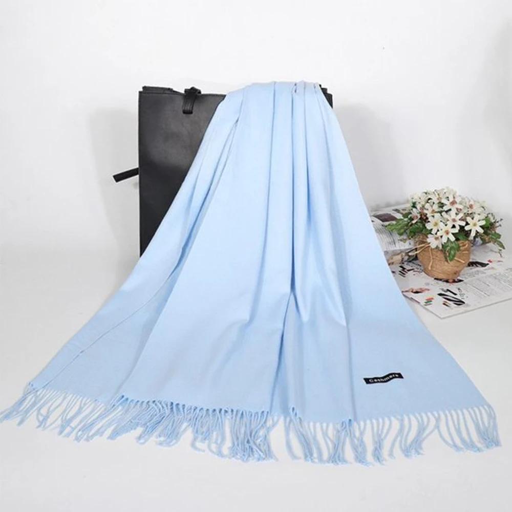 Winter Cashmere Women Scarf Female Scarves Lady Tassel Bandana Women Solid Shawl Wraps Foulard Tippet Pashmina